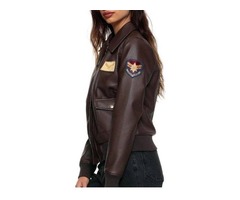 Brie Larson Flight Captain Marvel Brown Leather Jacket | free-classifieds-usa.com - 3