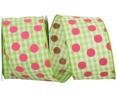 Gingham Check Dots Bright Wired Edge Ribbon - The Ribbon Roll | free-classifieds-usa.com - 1