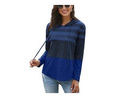 GOLDPKF Striped Color Block Hoodies for Womens Long Sleeve Pullover Sweatshirts | free-classifieds-usa.com - 1