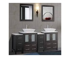 72″ Double Sink Grey Bathroom Vanity Modern Design Glass Top W/Mirror Faucet&Drain | free-classifieds-usa.com - 3