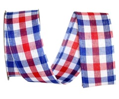 Classic Red, White and Blue Check Americana Wired Edge Ribbon | free-classifieds-usa.com - 1
