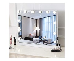 HOMPEN Lighted Vanity Mirror With Light, Lighted Makeup Mirror With LED Dimmable Bulbs-White | free-classifieds-usa.com - 2