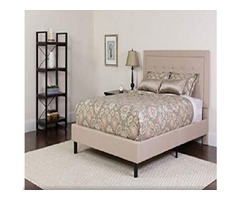  Flash Furniture Roxbury Twin Size Tufted Upholstered Platform Bed in Beige Fabric | free-classifieds-usa.com - 1