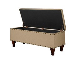 HomePop Linen Oversized Storage Bench with Nail Head Trim, Tan Linen | free-classifieds-usa.com - 1