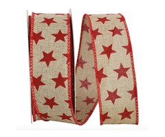 Star Pride Linen Wired Edge Ribbon for 4th of July | free-classifieds-usa.com - 1