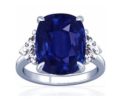 18K White Gold Cushion Cut Blue Sapphire Three Stone Ring | free-classifieds-usa.com - 1