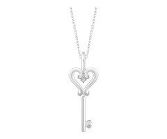 Sterling Silver .006 CT Diamond Key 16-18" Necklace - SKU: 652737-60001-P | free-classifieds-usa.com - 1