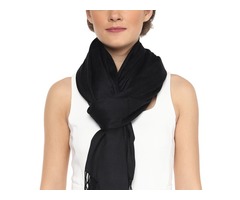 Warm Merino Wool Scarf - Oversized Lightweight Shawl for Men & Women, Black | free-classifieds-usa.com - 1