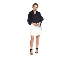 Warm Merino Wool Scarf - Oversized Lightweight Shawl for Men & Women, Black | free-classifieds-usa.com - 3