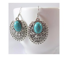Bohemian Vintage Turquoise Silver Plated Earring. USD19.50 +Free Shipping | free-classifieds-usa.com - 1