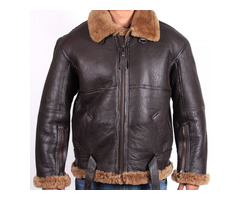 Happy Christmas| Men's Aviator B3 Ginger Brown Fur Bomber Flying Leather Jacket | free-classifieds-usa.com - 1