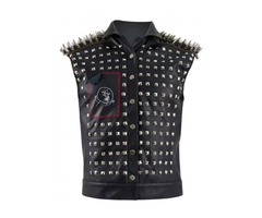 "Happy Christmas" Punk Gaming Leather Vest With Metal Studs | free-classifieds-usa.com - 1