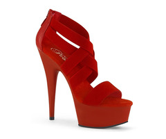 PleaserUSA Delight 609 6? Red Stiletto Heel Platform Criss-Cross Elastic Straps Sandal | free-classifieds-usa.com - 1