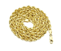 10k Yellow Gold 5mm Diamond Cut Hollow Rope Chain Necklace | free-classifieds-usa.com - 1