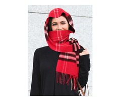 Scarves Feelily Plaid Tartan Tassel Pashmina Scarf For Women Christmas Gift in Red. Size: One Size | free-classifieds-usa.com - 1