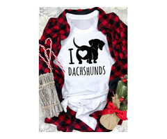 Tees T-shirts I Love Dachshunds Heart O-Neck T-Shirt Tee in White. Size: S,M,L,XL | free-classifieds-usa.com - 1