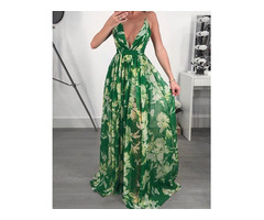 Floral Print Pleated Backless Slip Maxi Dress | free-classifieds-usa.com - 1