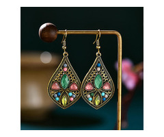 Earrings Vintage Hollow Out Colorful Rhinestone Earrings in Black,Multicolor. Size: One Size | free-classifieds-usa.com - 1