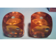 Huge Dice 2" Bakelite 311g tested amber orange vintage pair NICE | free-classifieds-usa.com - 4