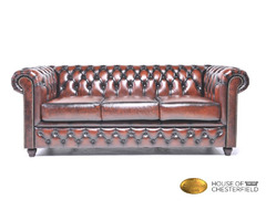 Authentic Chesterfield Brand Sofas ,3 seats , Wash off Brown ,Real leather | free-classifieds-usa.com - 1