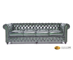 Authentic Chesterfield Brand Sofa ,4 seats , Wash off green , Real Leather  | free-classifieds-usa.com - 1