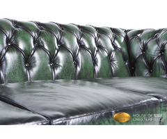 Authentic Chesterfield Brand Sofa ,4 seats , Wash off green , Real Leather  | free-classifieds-usa.com - 2