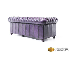 Authentic Cheterfield Brand Sofas , 3 seats , Wash off purple  , Real Leather  | free-classifieds-usa.com - 2
