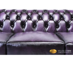 Authentic Cheterfield Brand Sofas , 3 seats , Wash off purple  , Real Leather  | free-classifieds-usa.com - 3