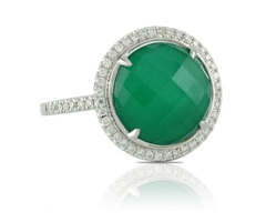 18K White Gold Diamond Ring With White Topaz Over Green Agate | free-classifieds-usa.com - 1
