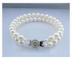 Pearl Bracelet 6.5" 7.5" 8.5" Solid 14k Gold Double Strands 7mm White AAA Akoya | free-classifieds-usa.com - 1