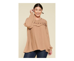 Plus Size Pleated Woven Blouse | free-classifieds-usa.com - 1