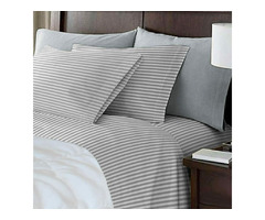 Super Soft Gray and White Striped Bed Sheets Set  | free-classifieds-usa.com - 1