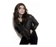 Alexandra Daddario Black Bomber Leather Jacket | free-classifieds-usa.com - 1