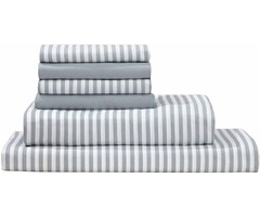 Super Soft Gray and White Striped Bed Sheets Set  | free-classifieds-usa.com - 1