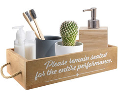 Funny Farmhouse Bathroom Decor Box | Pine Wood Organizer Storage Crate | free-classifieds-usa.com - 1