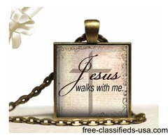 Faith Christian Necklace Jesus Walks With Me Handmade | free-classifieds-usa.com - 1