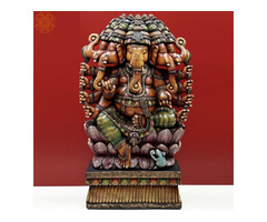 Large Panchamukhi Ganesha Wooden Statue | free-classifieds-usa.com - 1