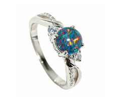 * A BRILLIANT SHOW STERLING SILVER AUSTRALIAN OPAL RING | free-classifieds-usa.com - 1