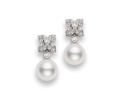 Buy Mikimoto 18K White Gold Akoya Diamond 0.14Ct Pearl Earrings | free-classifieds-usa.com - 1