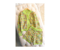 Long Sleeve Plaid Knitted Cardigan Coat Outwear and Shorts Pants | free-classifieds-usa.com - 2
