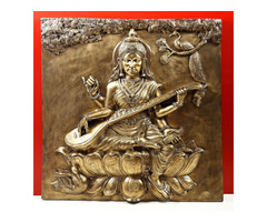 Large Goddess Saraswati Brass Wall Panel | free-classifieds-usa.com - 1