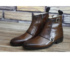 Handmade Brown Leather Ankle Boots for Men | free-classifieds-usa.com - 1