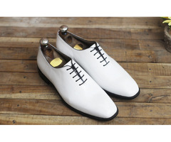 Handmade White Leather shoes for men with Hand Painted Lace up | free-classifieds-usa.com - 1