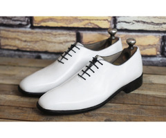 Handmade White Leather shoes for men with Hand Painted Lace up | free-classifieds-usa.com - 2