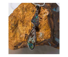 GLITZ & GLAM STERLING SILVER SOLID AUSTRALIAN BOULDER OPAL NECKLACE | free-classifieds-usa.com - 1