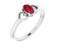 Sterling Silver 5x3 Mm Oval Imitation Ruby Youth Heart Ring | free-classifieds-usa.com - 1