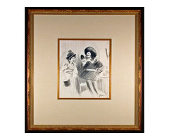 Comedian dans sa Loge Charcoal and Wash Original Drawing by Jean-Louis Forain Signed | free-classifieds-usa.com - 1