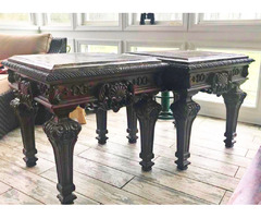 2 End Tables. Square. Marble-top. Deep beautifully ornate design | free-classifieds-usa.com - 1
