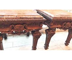 2 End Tables. Square. Marble-top. Deep beautifully ornate design | free-classifieds-usa.com - 2