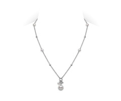 Mikimoto 18K White Gold Akoya White Diamond 0.27Ct Pearl Pendant | free-classifieds-usa.com - 1